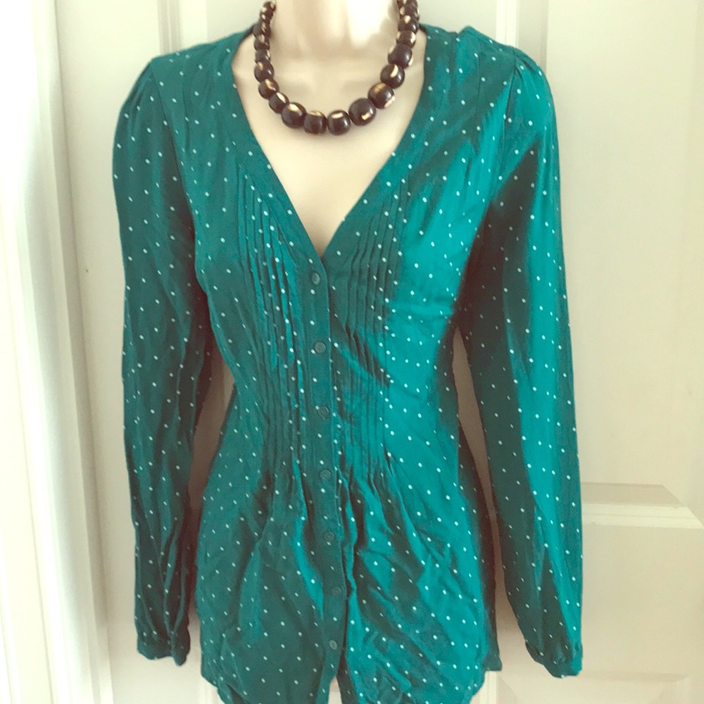 LC green polka dot blouse